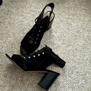 Vince Camuto Open Toed Heel Booties, lace up, size 8